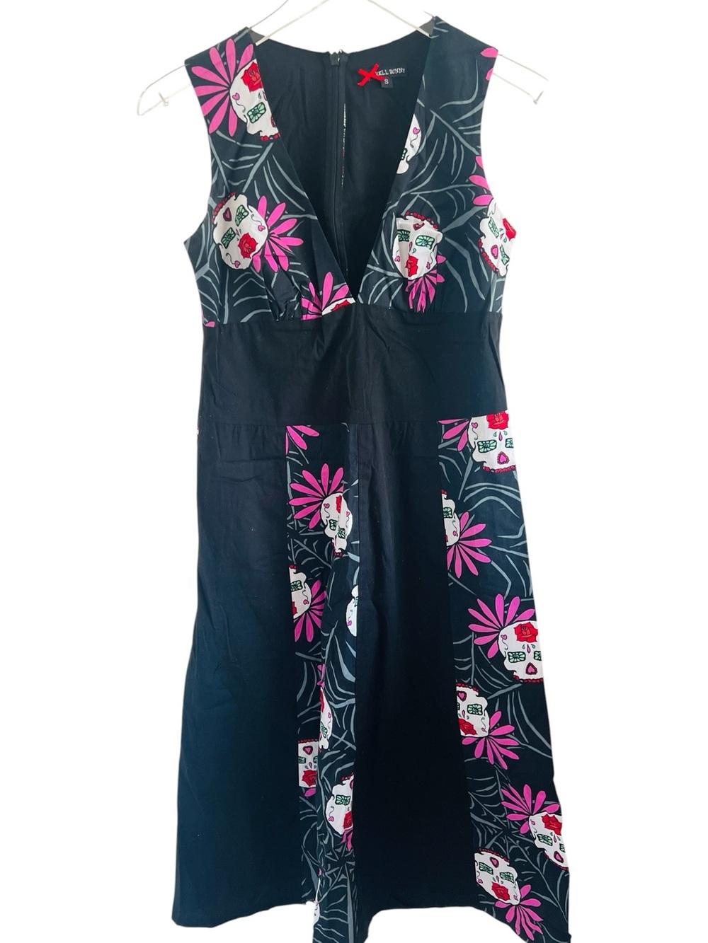 Hell Bunny Skull Black Flared Dress